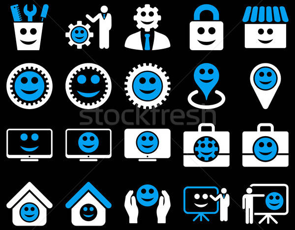 Werkzeuge Zahnräder lächelt Management Symbole Vektor Stock foto © ahasoft