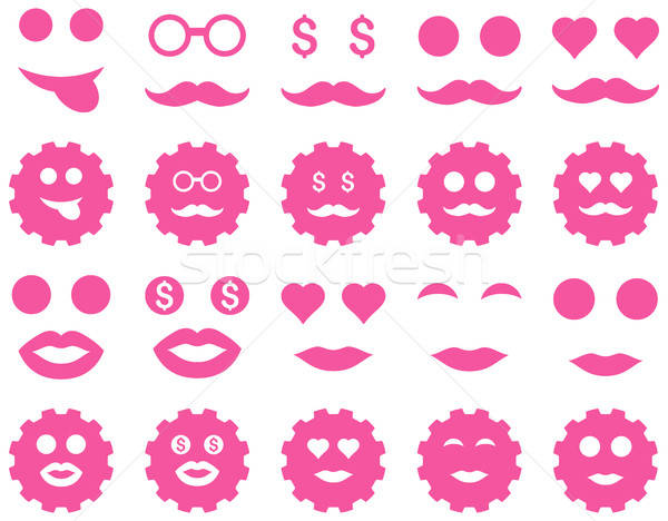 Stock photo: Tool, gear, smile, emotion icons