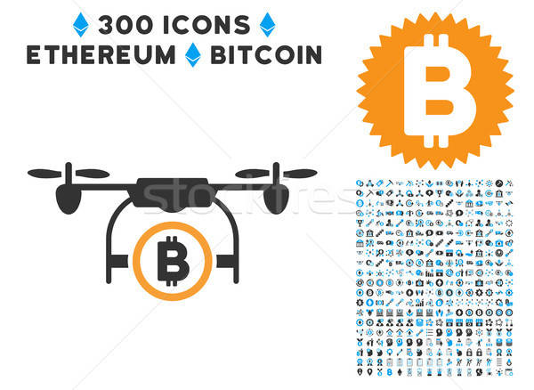 Bitcoin Airdrone Flat Icon with Clip Art Stock photo © ahasoft