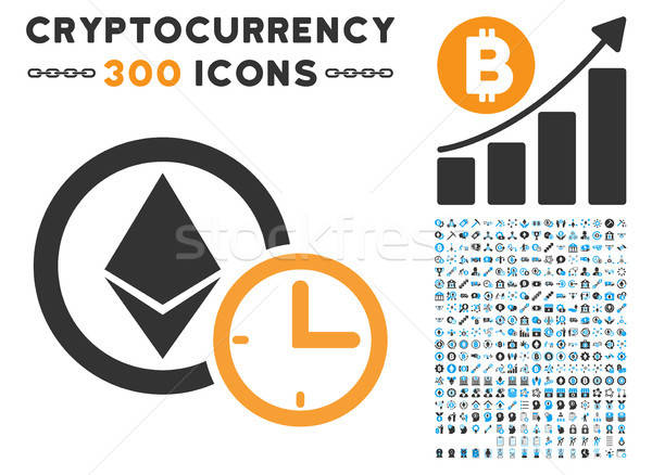 Imagine de stoc: Credit · ceas · icoană · miniaturi · bitcoin · inteligent