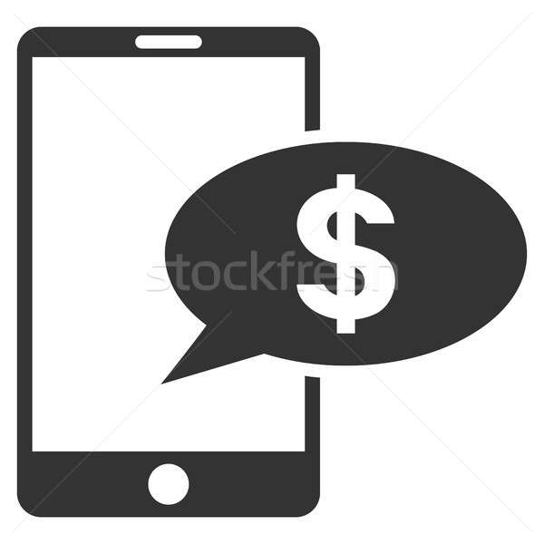 Mobiele financiële bericht icon grijs symbool Stockfoto © ahasoft