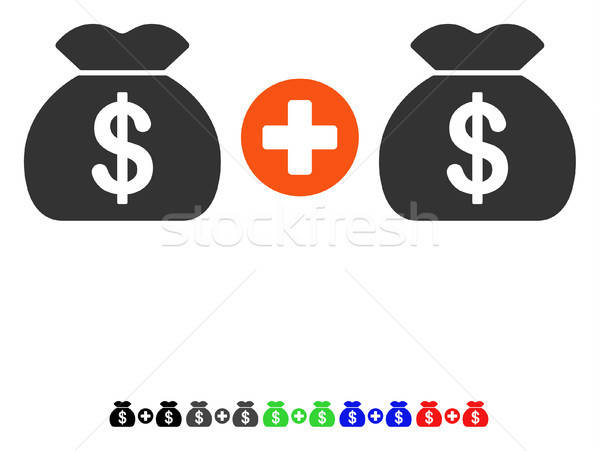 Add Money Bags Flat Icon Stock photo © ahasoft