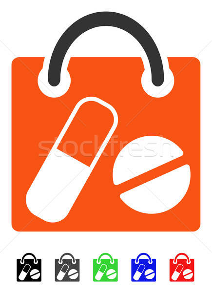 Drugs boodschappentas icon gekleurd kleur zwarte Stockfoto © ahasoft