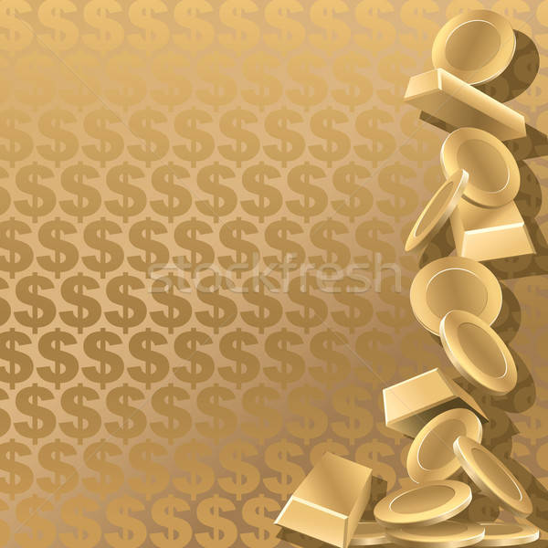 Stockfoto: Rijkdom · gouden · munten · goud · dollar · geld · achtergrond