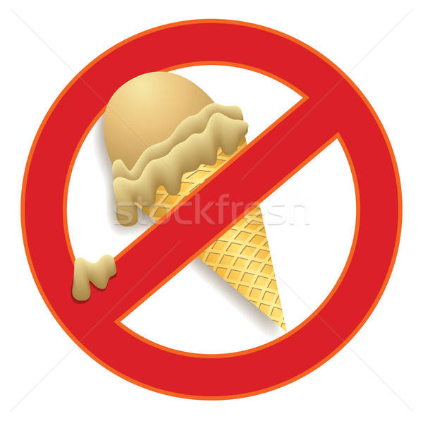 Foto stock: Não · sorvete · proibido · alimentação · proibido · assinar