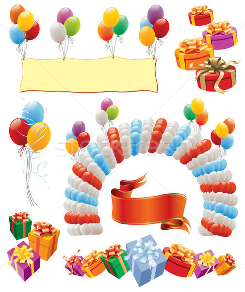 Globos diseno elementos decoración fiesta de cumpleaños feliz Foto stock © Aiel