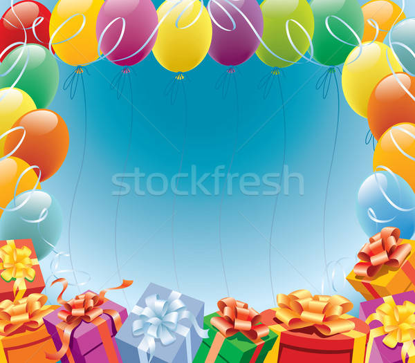 Stockfoto: Partij · frame · ballonnen · decoratie · klaar · verjaardagsfeest