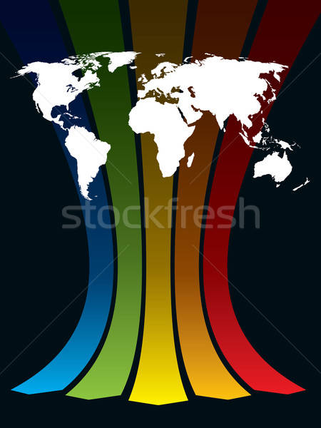 Foto stock: Mundo · arco-íris · branco · mapa · do · mundo · negócio · ilustração