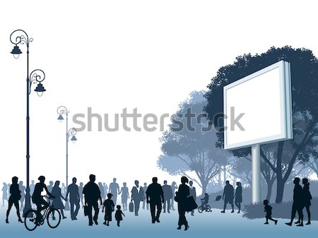 Przystanek autobusowy reklamy billboard ludzi ulicy działalności Zdjęcia stock © Aiel