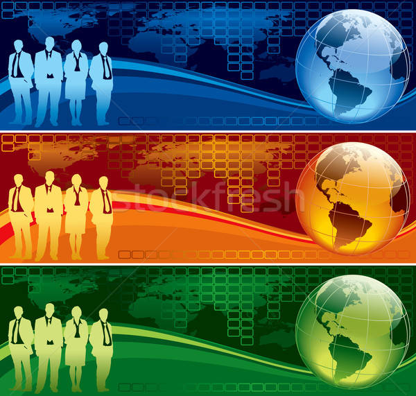 Wereldwijde business groep mensen wereldbol grafiek wereldkaart business Stockfoto © Aiel