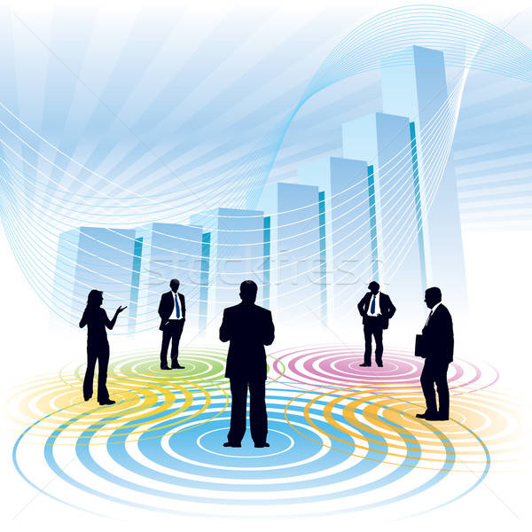 üzleti megbeszélés üzletemberek nagy diagram üzlet illusztráció Stock fotó © Aiel