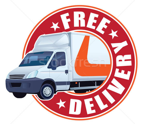 Livraison gratuite signe blanche camion de livraison design fond Photo stock © Aiel