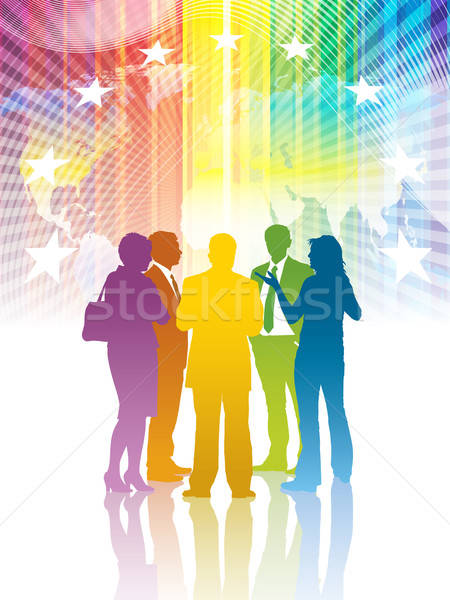 Farbenreich Sitzung Gruppe Geschäftsleute stehen sprechen Stock foto © Aiel