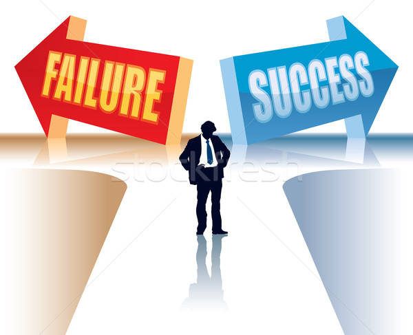 Stockfoto: Mislukking · succes · zakenman · permanente · twee · richting