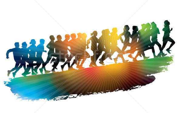 Courir personnes foule jeunes sport illustration Photo stock © Aiel