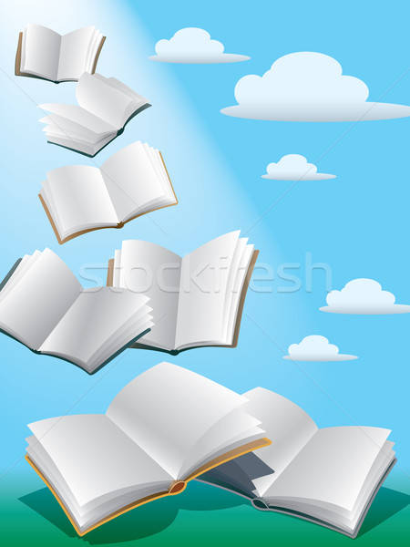 Stockfoto: Vliegen · boeken · Open · hemel · zonneschijn · kantoor