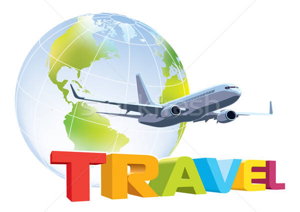 [[stock_photo]]: Voyage · commerciaux · avion · battant · mot · terre