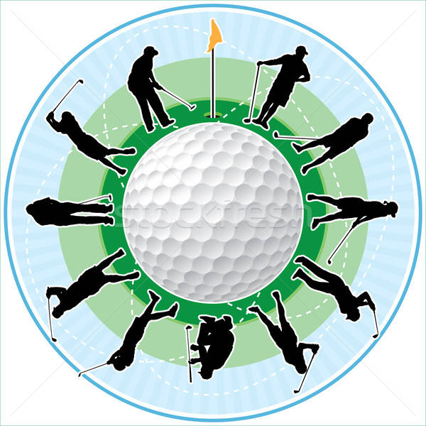 Zdjęcia stock: Golf · czasu · zegar · gra · w · golfa · ludzi · sylwetki