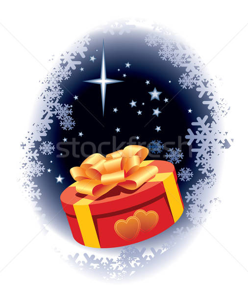 Stockfoto: Christmas · geschenk · geschenkdoos · lint · winter · partij