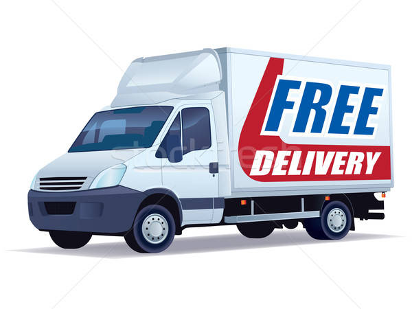 Livraison gratuite blanche commerciaux véhicule camion de livraison signe Photo stock © Aiel