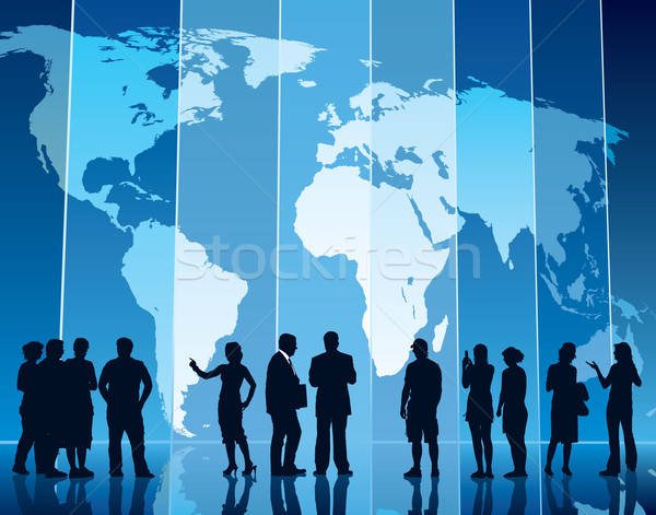 Groß Karte Menschen stehen Business Illustration Stock foto © Aiel