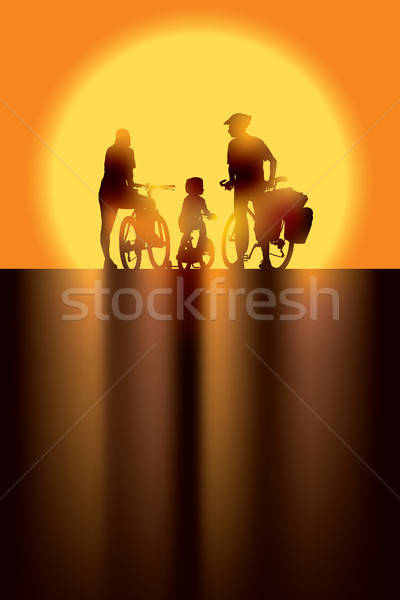 Stockfoto: Fietsen · familie · ouders · kind · zomer · reis