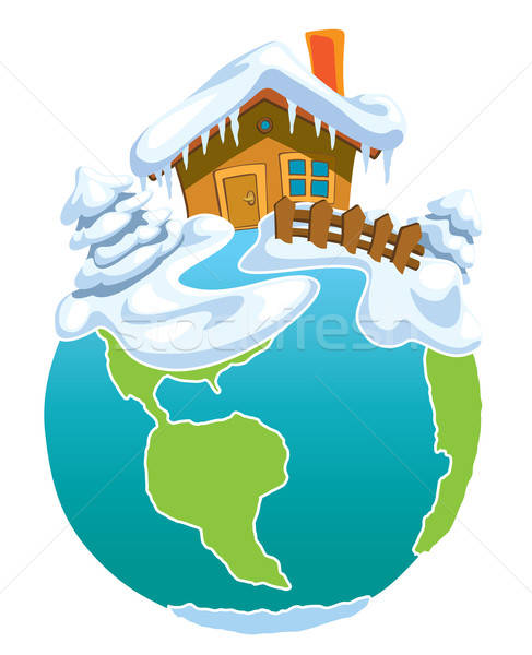 Huisje noordpool wereldbol kerstman huis natuur Stockfoto © Aiel