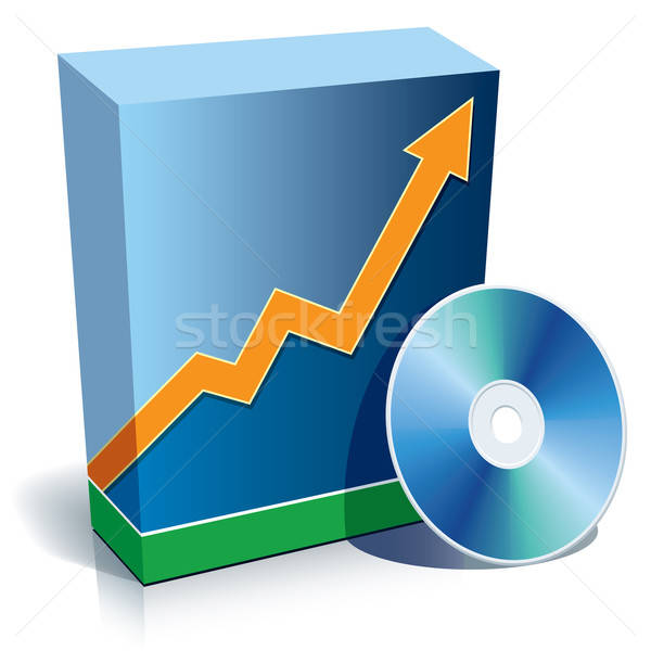 Szoftver doboz cd kék 3D grafikon Stock fotó © Aiel