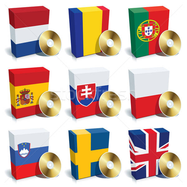 Foto d'archivio: Software · scatole · set · colori · bandiere · Europa