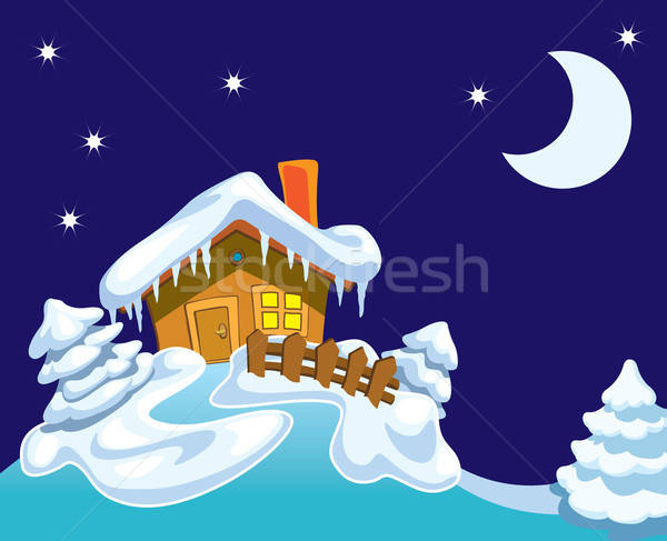 Stockfoto: Huisje · noordpool · kerstman · huis · winter · nacht