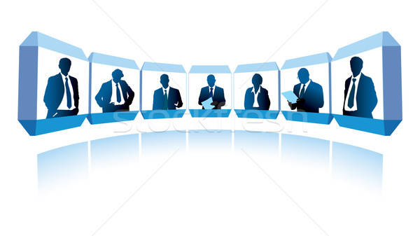 Groep geslaagd video conferentie internet Stockfoto © Aiel