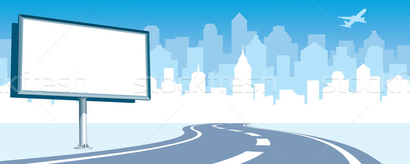 Stockfoto: Weg · billboard · stadsgezicht · silhouet · stad · straat