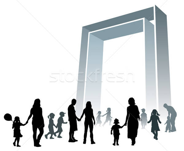 Groot poort ouders kinderen huis man Stockfoto © Aiel