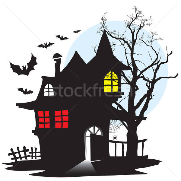 Haus Vampir Halloween Nacht dämonischen Tür Stock foto © Aiel