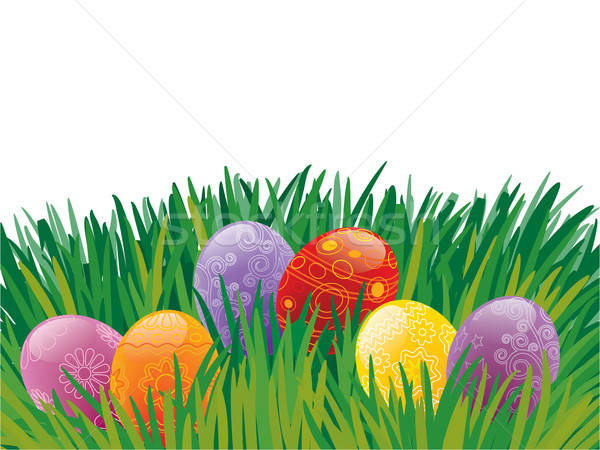 Stock fotó: Húsvéti · tojások · húsvét · festett · tojások · kert · művészet