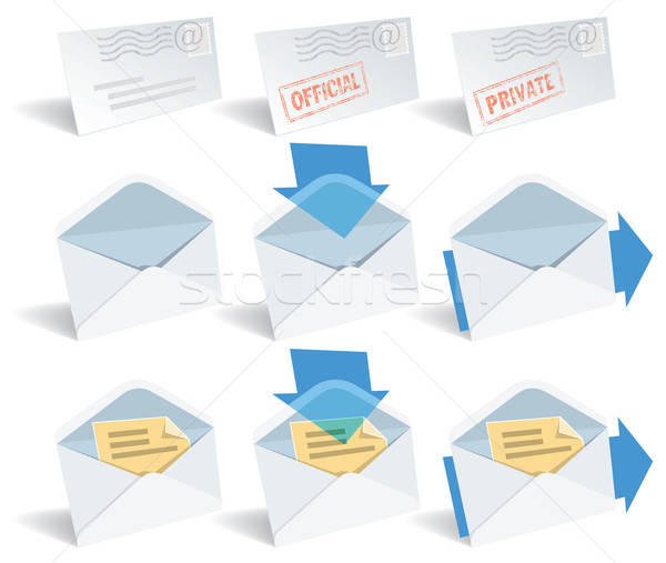 Classique courriel icônes enveloppe parfait Photo stock © Aiel