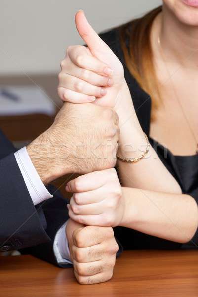 Stock foto: Zwei · männlich · weiblichen · Hände · Business