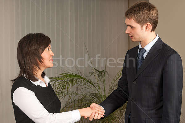 Business man and woman handshake in office Stock photo © Aikon