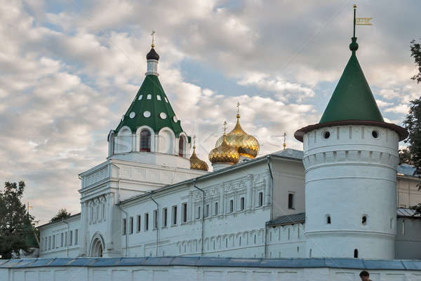 Kloster Zwielicht Bank Fluss Russland Himmel Stock foto © Aikon