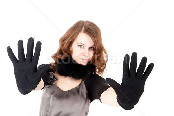 Pretty woman showing stop gesture Stock photo © Aikon