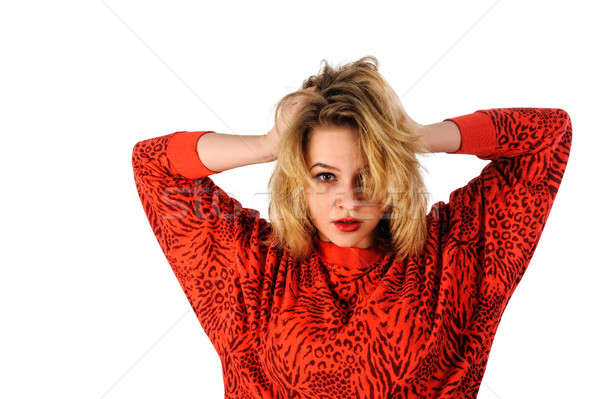 Worried woman suffering from head pain Stock photo © Aikon