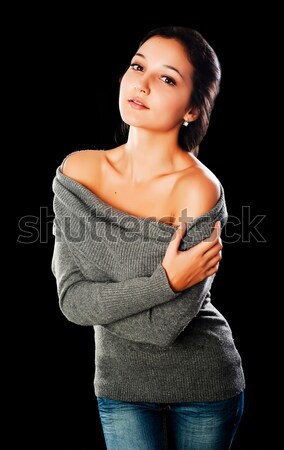 Pretty woman in sweater Stock photo © Aikon