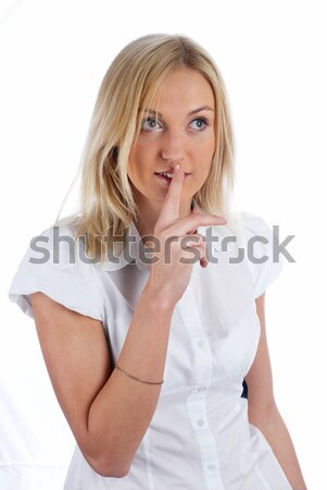 Woman gesturing to silence Stock photo © Aikon