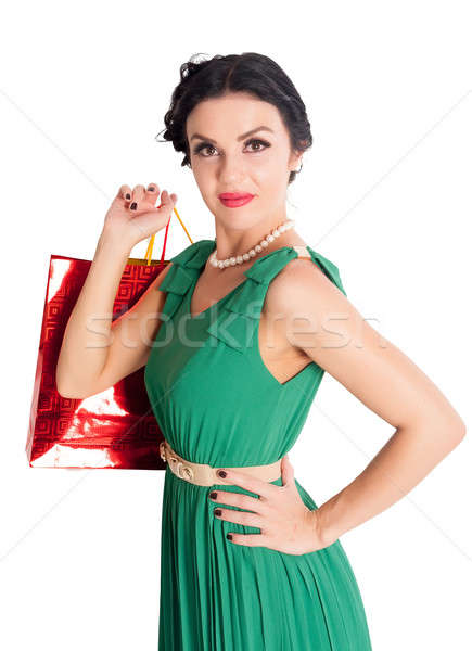 Aantrekkelijke vrouw zakken winkelen vrouw geïsoleerd Stockfoto © Aikon
