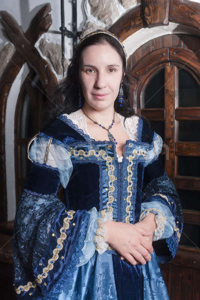 Portré elegáns nő középkori éra ruha Stock fotó © Aikon