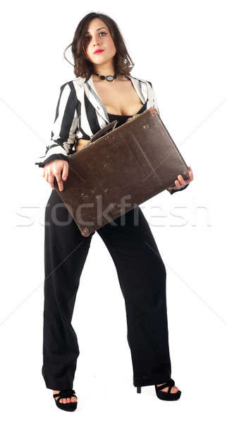 ストックフォト: きれいな女性 · スーツケース · 魅力のある女性 · ピンナップ · スタイル · 孤立した
