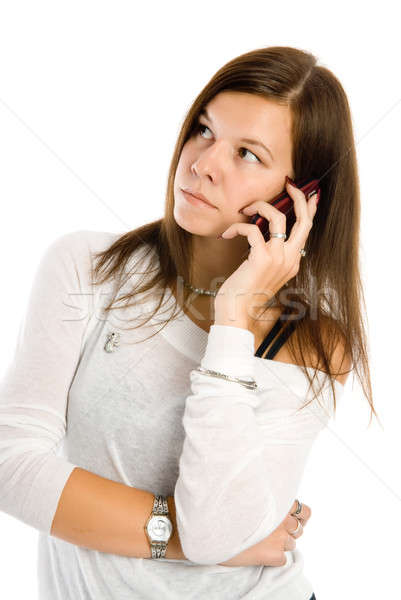 Pretty woman talking by mobile phone Stock photo © Aikon