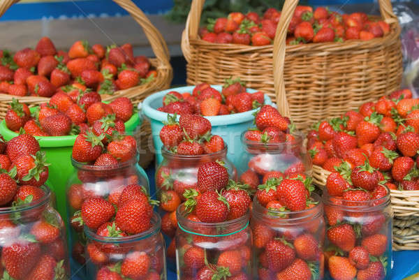 Strawberry collected in jar, buckets and baskets Stock photo © Aikon