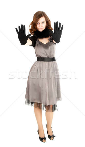 Pretty woman showing stop gesture Stock photo © Aikon