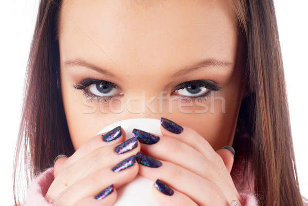 Mulher atraente copo jovem bela mulher xícara de café mulher Foto stock © Aikon